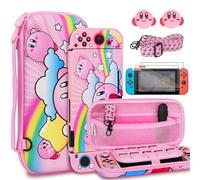 TIKOdirect Pink Rainbow Switch Carrying Case with Soft Protective Case, Screen Protectors, Thumb Grip Caps