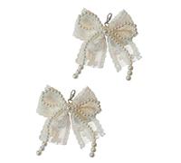tikono Pearl Bow Shoe Charms, 2 Piece Elegant Bowknot Sneaker Lace Decorations, Fashion Accessories for Girls