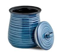 Tikooere Ceramic Kitchen Canister, Large Food Storage Jar with Aritight Lid for Coffee,Tea,Sugar,Flour,Cookie,Candy,Cereal,Dog Treat, 35 oz Coffee Canister for Kitchen Countertop, Blue