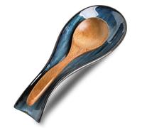 Tikooere Ceramic Spoon Rest for Stove Top,Large 8.7 Inch Spoon Holder for Kitchen Counter,Porcelain Utensil Rest for Thankgiving and Christmas Gift,Dishwasher Safe and Heat-Resistant,Blue(1 PC)