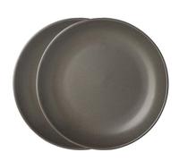 Tikooere Dinner Plates Set of 2, 10 Inch Stoneware Dinnerware Dish Set for Kitchen, Large Serving Plates for Pasta Steak Assorted, Scratch Resistant, Microwave & Dishwasher Safe, Matte Black