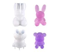 TikooTik 2pcs Bear Resin Molds 3D Rabbit Cute Animal Silicone Casting Mould Small Diamond Crystal Epoxy Molds for Resin DIY Candle, Cake, Soap, Crafts Decorations (Rabbit+Bear)