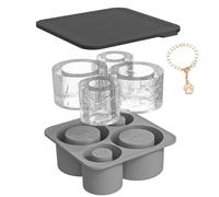Tikpao Large Silicone Ice Cube Trays for Freezer with Lid for 20-40oz Stanley Cup IceFlow - Ice Mold - Reusable Ice Cubes Mold with Lid for Stanley Cup Accessories BPA Free,Dishwasher Safe (Grey)