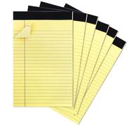 Tikplus 6 Pack A5 Legal Pad, Yellow Lined Paper, A5 Note Pad Double-Side Printed Refill Pad, Ruled Writing Pads, 30 Sheets Per Writing Paper for School, Home, Office - 20.3 x 12.7 cm