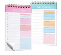 Tikplus A5 To Do List Pad, Daily Planner Notepad, Checklist Things To Do Today, Coiled Undated Schedule Notebook, To Do Planner, Daily Task List Pad for Work Study Productivity (Pink-Green)