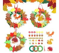Tikplus Autumn Craft Set Children, 3 Pieces Felt Autumn Wreath Craft Set, Hedgehog Fox Creative Sets for Crafts, Creative Crafts Pendant for Autumn Time Boys Girls Children's Birthday Party