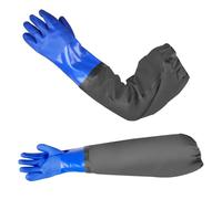 Tikplus Long Pond Gloves, 26" Arm Length Long Rubber Gloves, PVC Reusable Heavy Duty Waterproof Drain Cleaning Glove, Chemical Resistant Gauntlet Glove for Industry Fishery Gardening