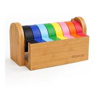 TIKSPCAE Masking Tape Dispenser,Multi Roll Craft Tape Cutter Holder with Acrylic Serrated Cutter,Bamboo Wooden Washi Tape Storage Organizer for Kids Art DIY Crafts,Gift,Home Classroom Office