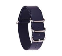 TikTako 18mm/20mm/22mm/24mm NATO Leather Watchband Ring Buckle Men Replacement Wrist Band Bracelet Blue Silver 18mm