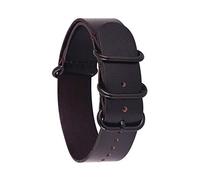 TikTako 18mm/20mm/22mm/24mm NATO Leather Watchband Ring Buckle Men Replacement Wrist Band Bracelet Dark Brown Black 20mm