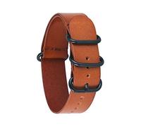 TikTako 18mm/20mm/22mm/24mm NATO Leather Watchband Ring Buckle Men Replacement Wrist Band Bracelet Light Brown Black 18mm