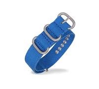 TikTako Canvas Nylon Watchband 18mm/20mm/22mm/24mm/26mm Ring Buckle NATO Sweatproof Replacement Bracelet Watch Band Strap Blue Silver 22mm