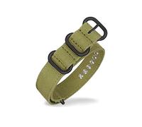 TikTako Canvas Nylon Watchband 18mm/20mm/22mm/24mm/26mm Ring Buckle NATO Sweatproof Replacement Bracelet Watch Band Strap Army Green Black 20mm
