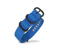 TikTako Canvas Nylon Watchband 18mm/20mm/22mm/24mm/26mm Ring Buckle NATO Sweatproof Replacement Bracelet Watch Band Strap Blue Black 20mm