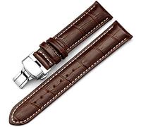 TikTako Cow Leather Watchbands 18/24mm Watch Strap Belt Polished Metal Butterfly Deployant Buckle Clasp Watch Accessories