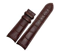 TikTako Genuine Leather Curved End Watchband 22MM 23MM 24MM Watch Band Strap Steel Buckle Wrist Bracelet