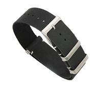 TikTako Leather NATO Watchband 18mm/20mm/22mm/24mm Stainless Steel Buckle Men Replace Bracelet Strap Black 18mm
