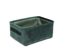 TikTako Velvet Storage Box Desktop Cosmetics Storage Basket Snack Book Sundries Storage Basket Organizer Green S