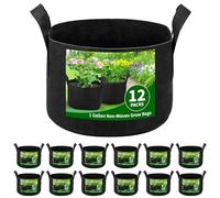 TIKTALK 12 Pack 1 Gallon （3.7L） Potato Grow Bags, Thickened Nonwoven Fabric Grow Bag with 2 Reinforced Handle, Planting Bags for Potato, Vegetable and Fruits
