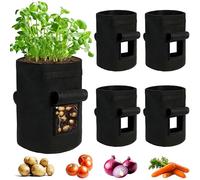 TIKTALK 4 Pack 15 Gallon （57L） Potato Grow Bags, Thickened Nonwoven Fabric Grow Bag with 2 Windows and 2 Reinforced Handle, Planting Bags for Potato, Vegetable and Fruits