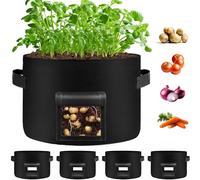 TIKTALK 4 Pack 20 Gallon （75L） Potato Grow Bags, Thickened Nonwoven Fabric Grow Bag with 2 Windows and 2 Reinforced Handle, Planting Bags for Potato, Vegetable and Fruits