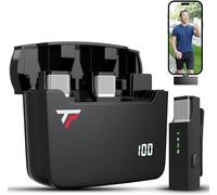 TikTalkPro Wireless Lavalier Microphone for iPhone and All Devices - 2 Pack 2.4Ghz Mic, Audio w/Noise Canceling - Long Range Up to 175ft - Easy to Use for Video Recording, Podcast