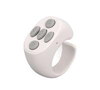 TIKTok Bluetooth Remote Control Wireless Scrolling Page Turner for IOSAndroid Cell Phone APP, Rechargeable Camera Shutter Remote Selfie Button with Smart Ring, Charging Cable (White)