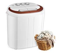 Tiktun Mini Compact Twin Tub XPB30-1288S-Yellow Portable Washing Machine, White and Brown