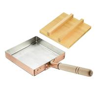 TIKUSAN Japanese Tamagoyaki/Omelette Copper with Wooden Lid 18 x 18 cm