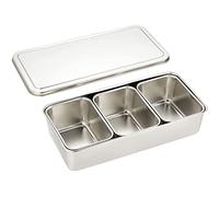 TIKUSAN Stainless Seasoning Container Yakumi Pan Spice Storage Box Tray with Lid Medium Size Made in Japan (3 Containers)