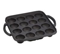 TIKUSAN Takoyaki Pan Cast Iron Takoyaki Maker Skillet Griddle Japanese Octopus Meat Ball Mold Maker for Gas Heater (16 Molds)