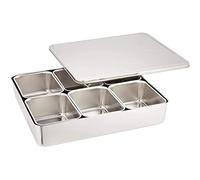 TIKUSAN Yakumi Stainless Steel Spice Box with Lid Size R Made in Japan (6 containers)