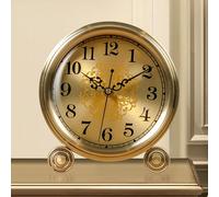 Tikwisdom Clock, Desktop Frame Clock, HD Glass Mirror, Battery Powered, Scanning Silent Movement Metal Desktop Pedestal Bronze Height 20cm