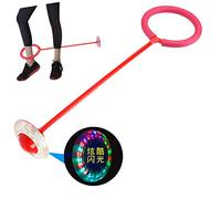 Tikwisdom LED Single Leg Flashing Wheel Jumping Kids Ball Outdoor Games Energetic - Children Bouncing Ball Foot Ball Toys Swing Ball (Red)
