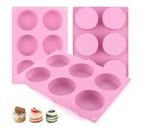 Tikxlafe 3-Pack Jumbo 6-Cup Silicone Muffin Pan Silicone Muffin Pan - Non-Stick Baking Mold for Cupcakes, Cornbread, Eggs - Pink