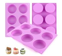 Tikxlafe 3-Pack Jumbo 6-Cup Silicone Muffin Pan Silicone Muffin Pan - Non-Stick Baking Mold for Cupcakes, Cornbread, Eggs - Purple