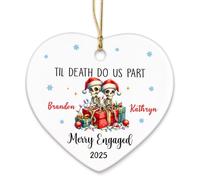 Til Death Do Us Part Tree Decorations Double Sided Xmas Pendant Ceramic Christmas Tree Hanging Ornament For Wedding New Years Holiday