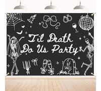 Til Death Do Us Party Backdrop - Love Spells & Wedding Bells Halloween Bach Party De cor, Bride or Die Bridal Shower Bachelorette Party Decorations 7x5ft
