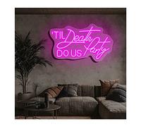 Til Death Do Us Party Neon Lights Signs Personalized Custom Large LED Acrylic Light Up Neon Sign For Bedroom For Wall Decor Wedding Bar Party Outdoor Happy Birthday(Pink,70X41cm)