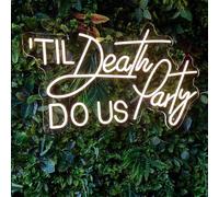 Til Death Do Us Party Neon Sign, 19.6"x11.8" Large Neon Wedding Sign for Backdrop Til Death LED Neon Light Signs for Wall Decor Reception Bridal Shower Anniversary Engagement Party