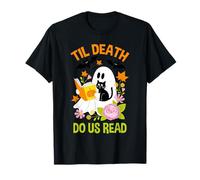 Til Death Do Us Read Ghost Cat Flowers Pumpkin T-Shirt