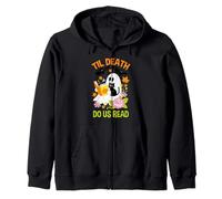 Til Death Do Us Read Ghost Cat Flowers Pumpkin Zip Hoodie