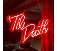 Til Death Neon Sign Red LED Neon Light Signs for Wedding Engagement Party Bridal Shower Decor Til Death Do Us Party Decor Valentines Day Gifts Neon Wedding Sign