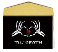 Til Death Wedding Card for Him Her, Funny Bride Shower Card for Friend, Spooky Skeleton Hand Halloween Anniversary Card, Engagement Card Women Men