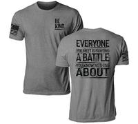Til Valhalla Project Be Kind Graphic Tee | Veteran Owned & Operated | Proudly Printed in The USA, Gray, S