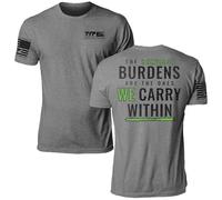 Til Valhalla Project Heaviest Burdens Graphic Tee | Veteran Owned & Operated | Proudly Printed in The USA, Gray, S