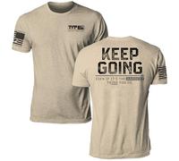 Til Valhalla Project Keep Going Graphic Tee | Veteran Owned & Operated | Proudly Printed in The USA, Tan, Large