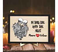 Til We Are Ghosts Halloween Sign Custom Couple Name Date Skeleton Sign You & Me We Got This Halloween Plaque Love You To Death Halloween Couple Frame 3D Spooky Skeleton Decor for Couple Family