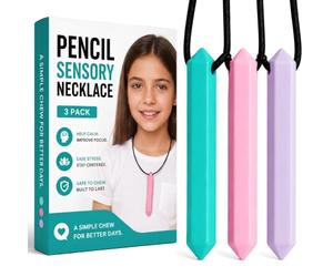 Tilcare Chew Chew Sensory Necklace - Best for Kids or Adults that Like Biting or Have Autism - Perfectly Textured Silicone Chewy Toys - Chewing Pendant for Boys & Girls - Chew Necklaces