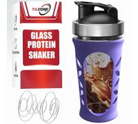 Tilcore Glass Protein Shaker Bottle 635ml/20oz: BPA-Free Shaker for Protein Shakes, Leakproof Smoothie Bottle, Sports Supplements Shakers